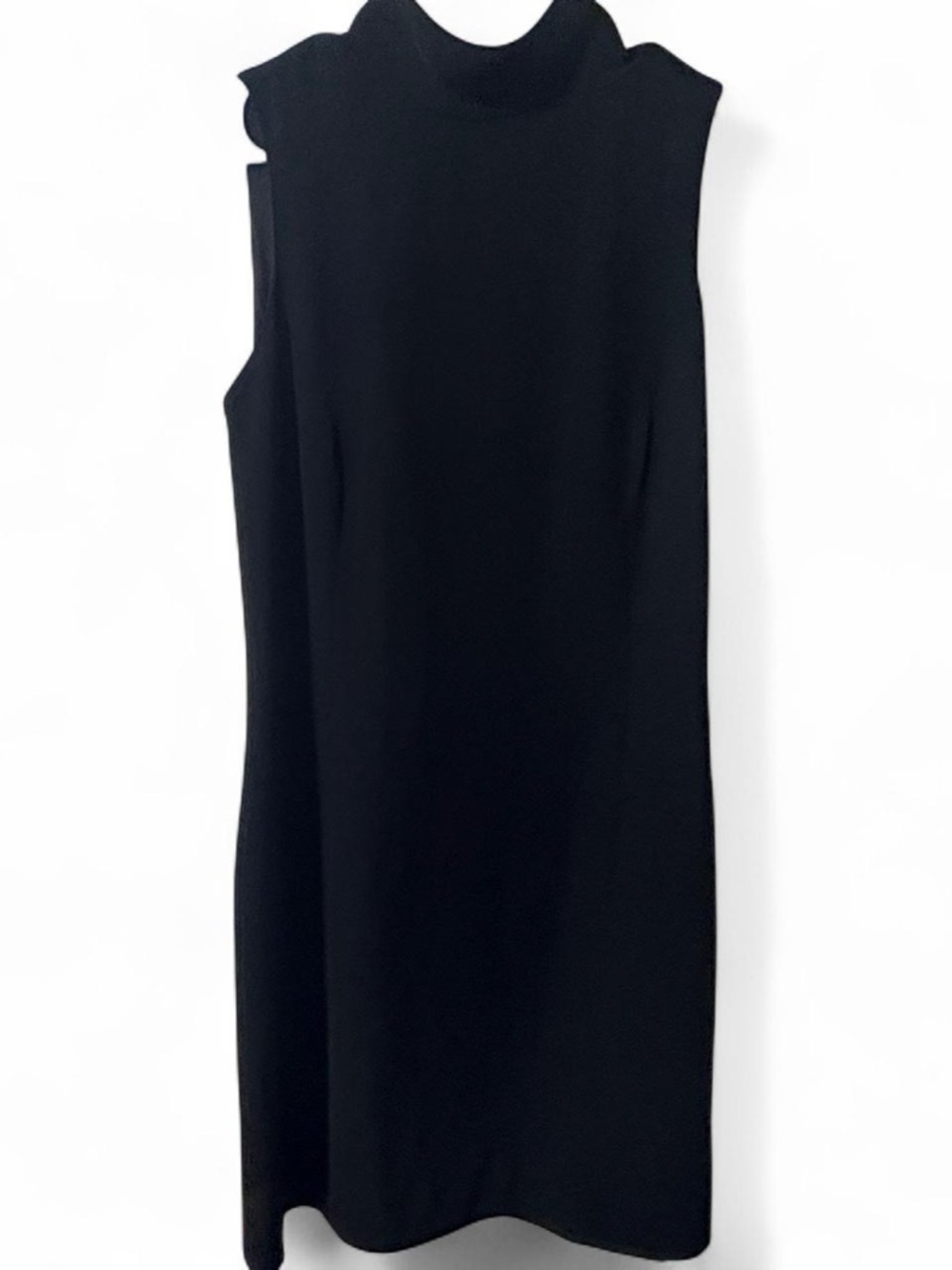 Sleeveless Black Midi Dress with Mock Neck